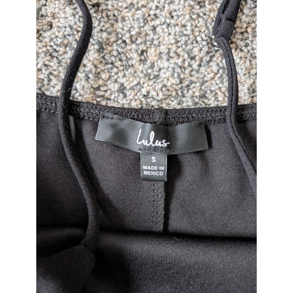 Lulus Black Cutout Tulip Hem Bodycon Dress Small Adjustable Straps Cocktail - Picture 2 of 4